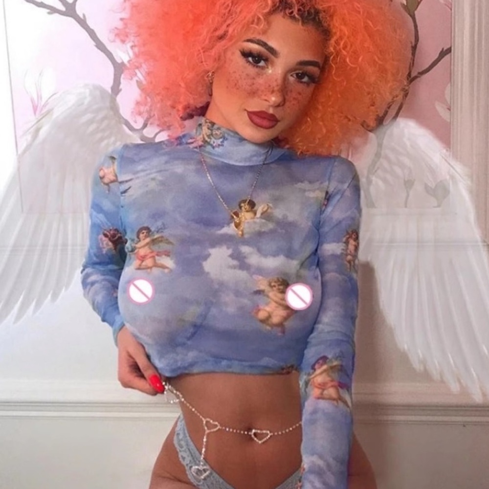 ☁️ transparent blue turtleneck Angel top ☁️